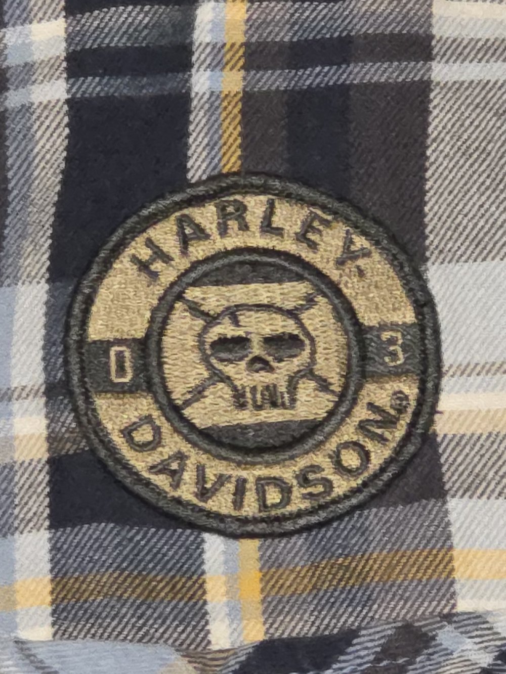 Harley-Davidson Official 3XL Plaid Longsleeve Shirt with Gold Skull Patch